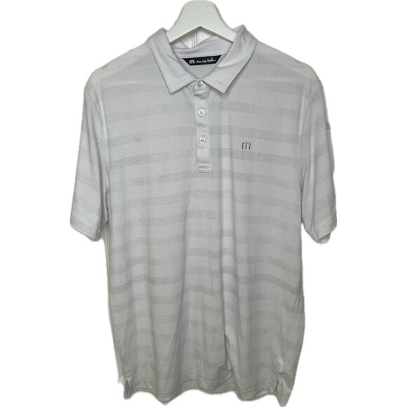 Travis Mathew Men’s White Striped Polo L  Golf Active - Picture 1 of 7